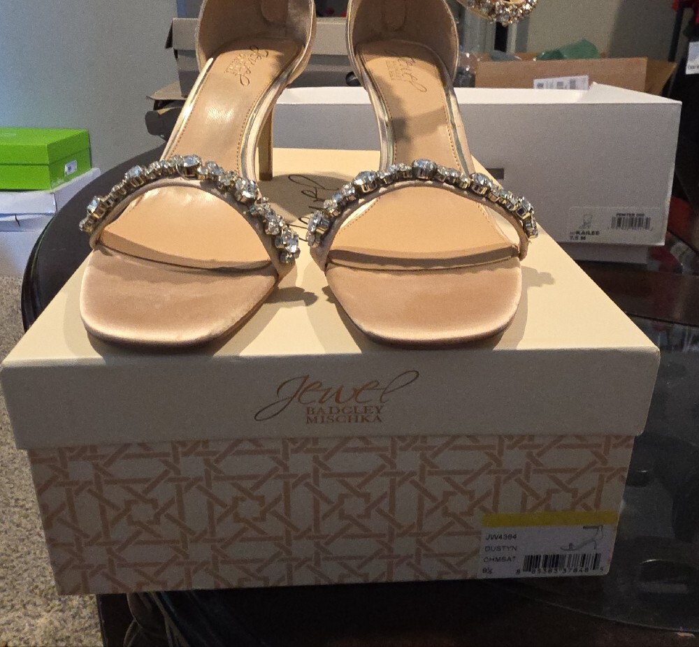 Jewel Badgley Mischka Nude Crystal-Ankle Strap Sandals - Picture 3 of 11